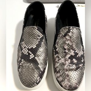 Size 9.5 - Cole Haan Grand Series Snakeskin Sneaker Black Gray Slip On